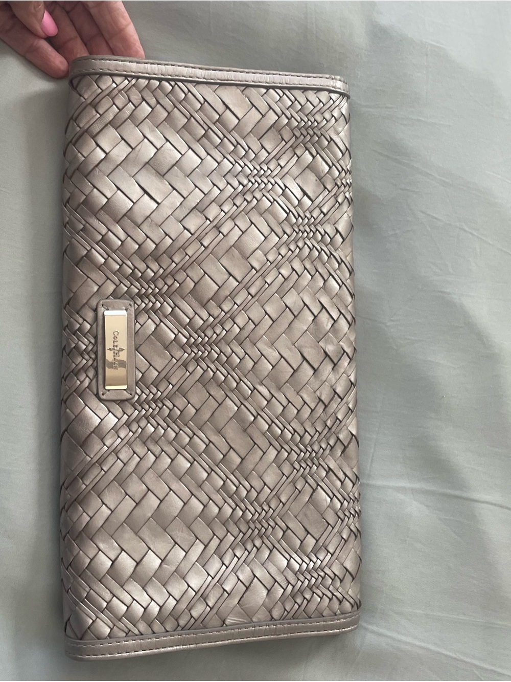 Cole Haan Silver izzie Woven Leather Clutch - Picture 9 of 9